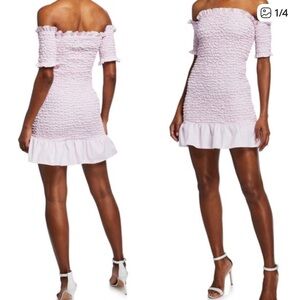 Petersyn Pink Smocked Off-Shoulder Ruffle Dress Women’s Small